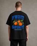 Fruit Of The Spirit oversized Christian T-shirt on model, Black back view