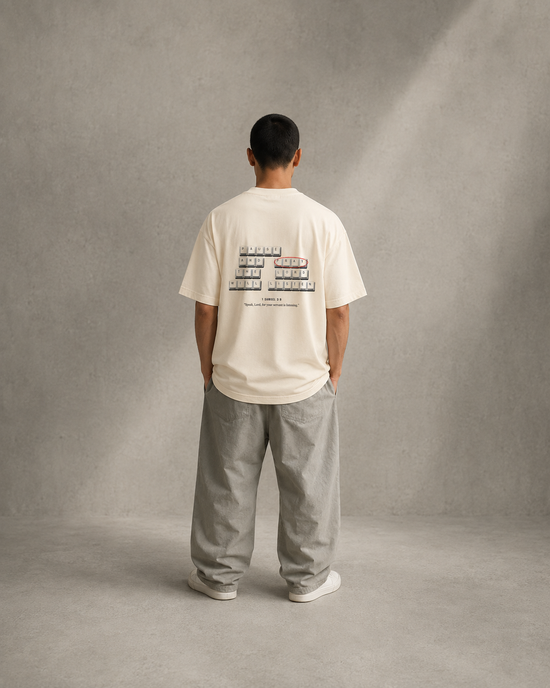 N&K editorial mockup v2 | narrow-known-keyboard-oversized-tee | mild-apricot | back