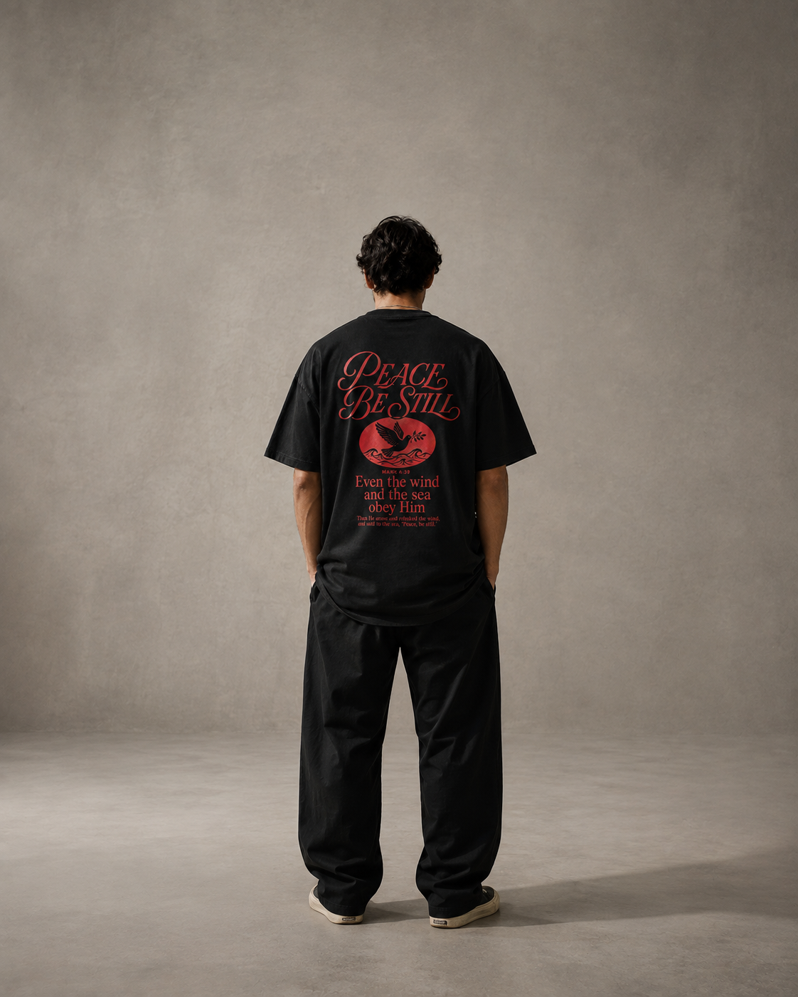 N&K editorial mockup v2 | peace-be-still-oversized-tee | black | back