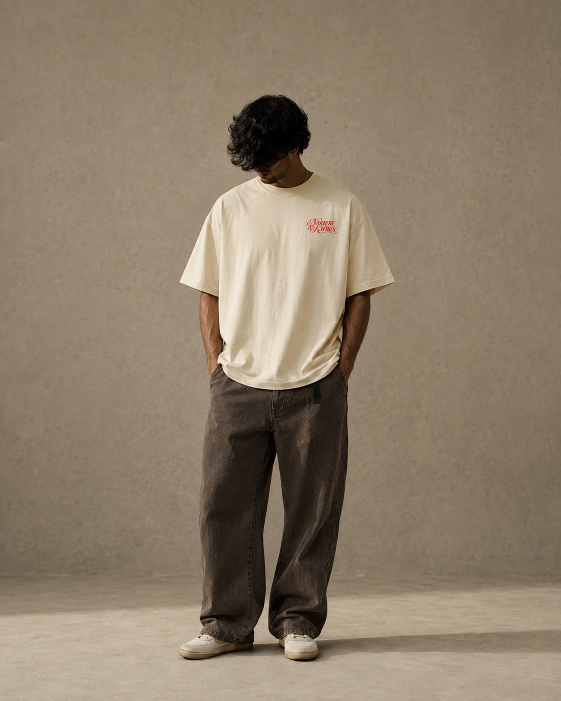 N&K editorial mockup v2 | peace-be-still-oversized-tee | mild-apricot | front