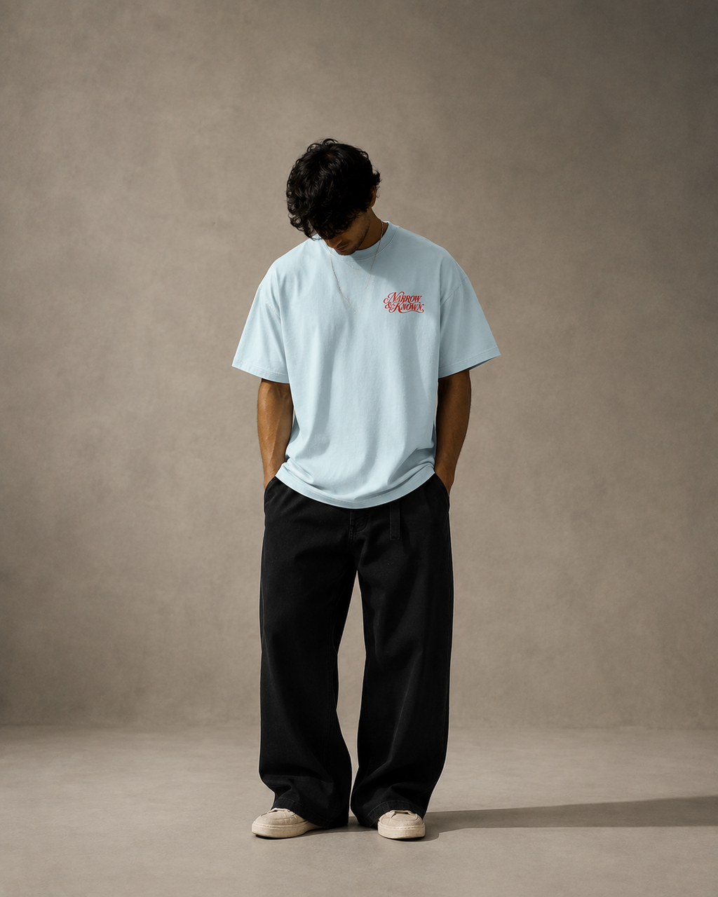 N&K editorial mockup v2 | peace-be-still-oversized-tee | sky-blue | front
