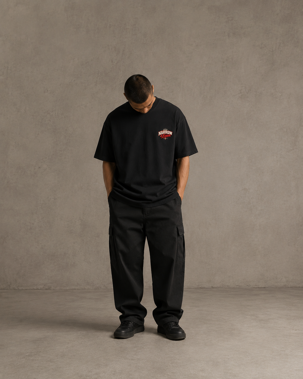 N&K editorial mockup v2 | prayer-line-247-oversized-tee | black | front