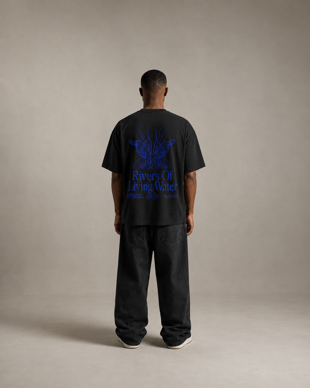 N&K editorial mockup v2 | rivers-of-living-water-oversized-tee | black | back