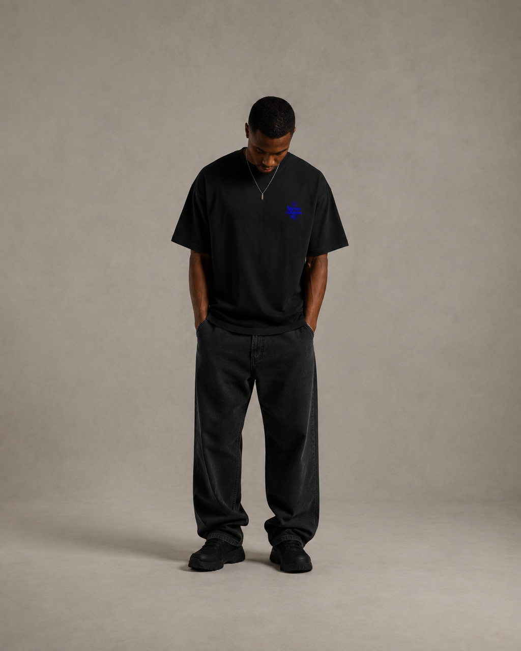 N&K editorial mockup v2 | rivers-of-living-water-oversized-tee | black | front