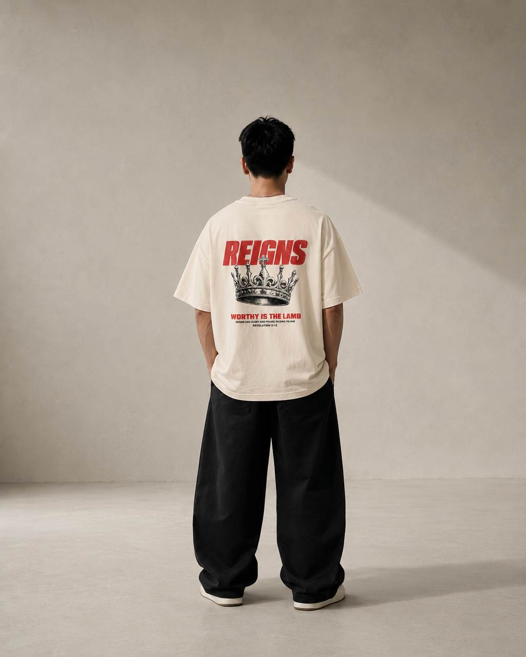 N&K editorial mockup v2 | worthy-is-the-lamb-oversized-tee | mild-apricot | back