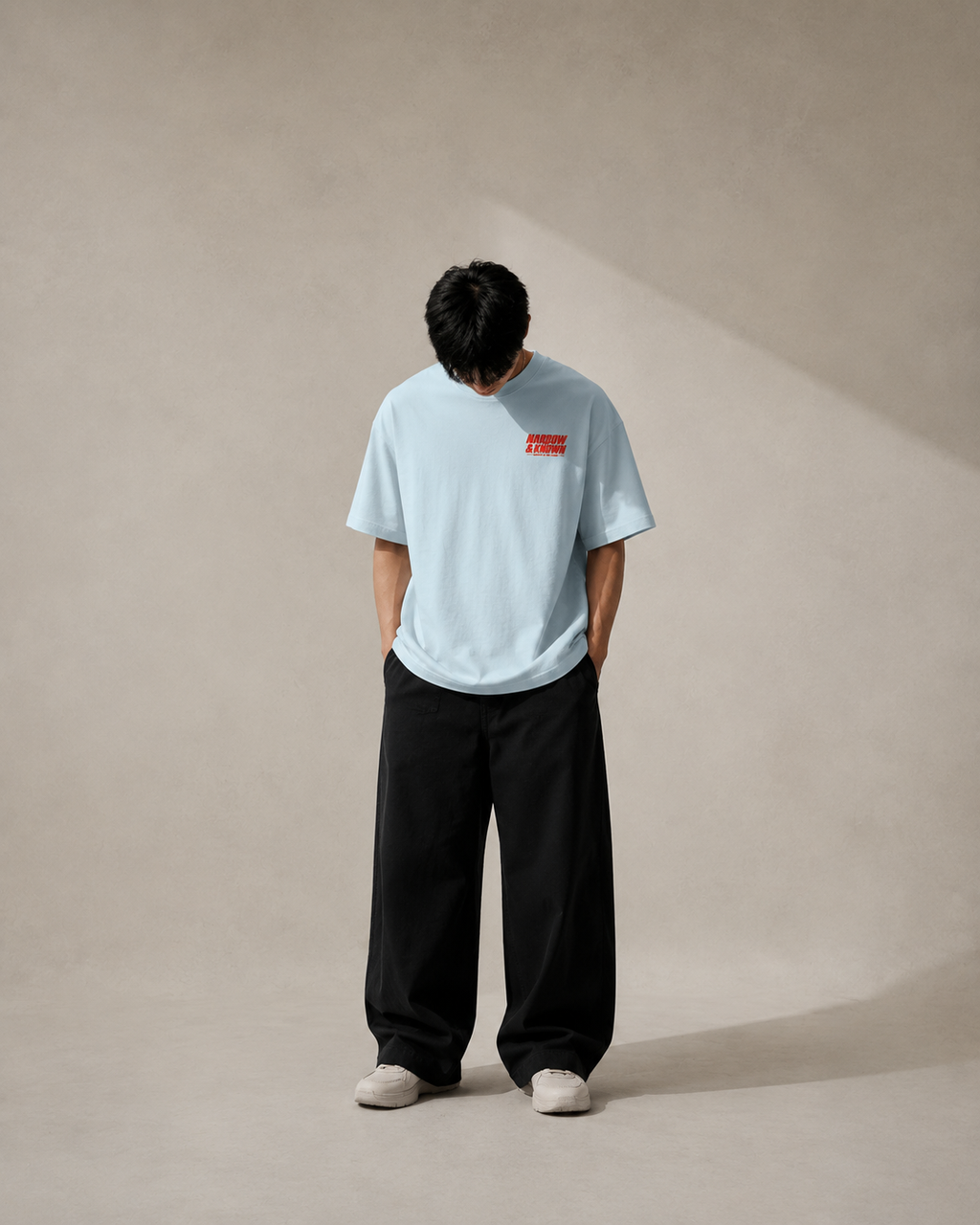 N&K editorial mockup v2 | worthy-is-the-lamb-oversized-tee | sky-blue | front
